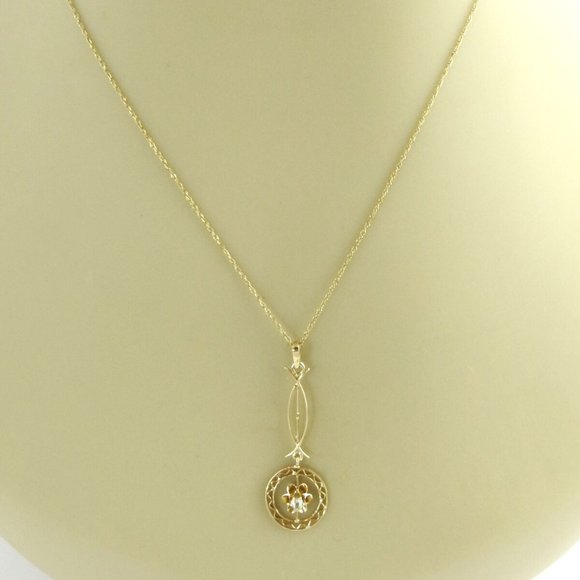 Vintage 14 Karat Yellow Gold and Diamond Pendant - Picture 7 of 7